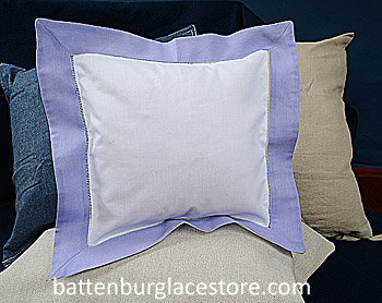 Square Pillow Sham. White with Sweet Lavender color border.12 SQ